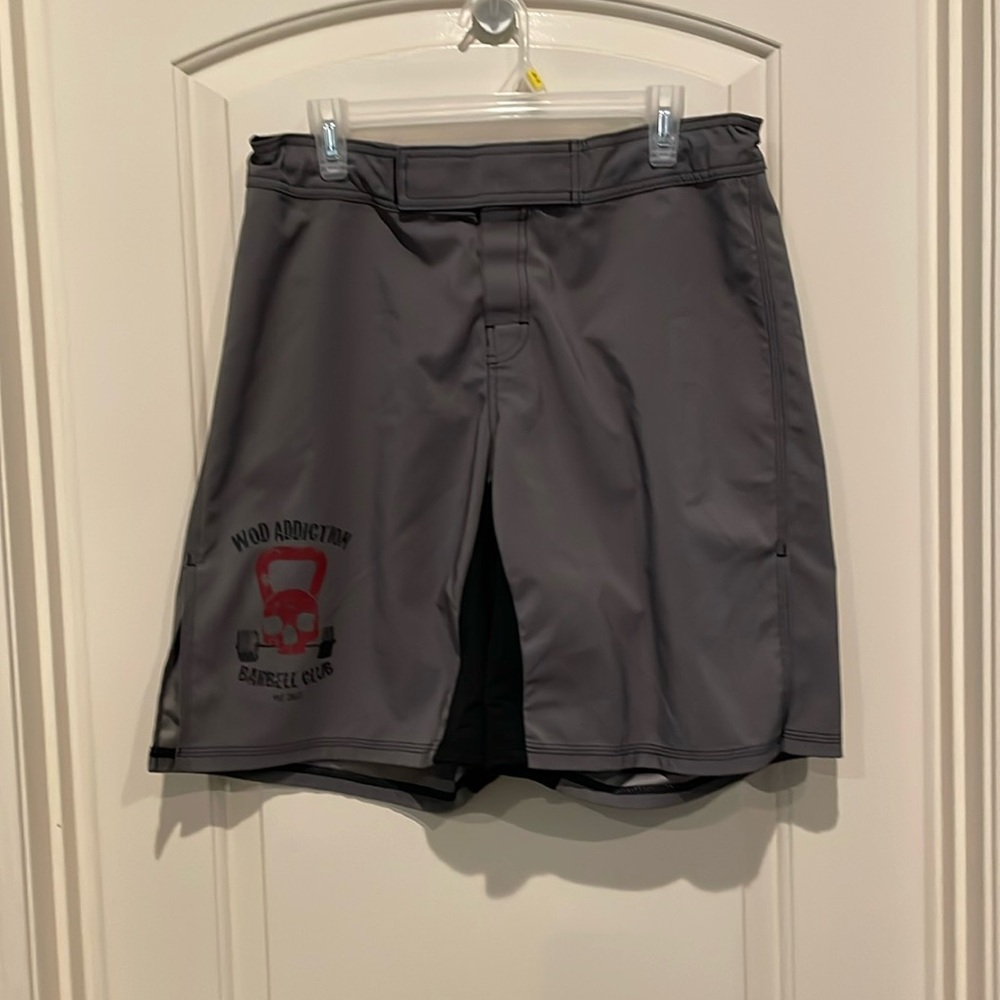Mens WOD Addiction Athletic Board Shorts MMA Crossfit Beach, size 34, Gray